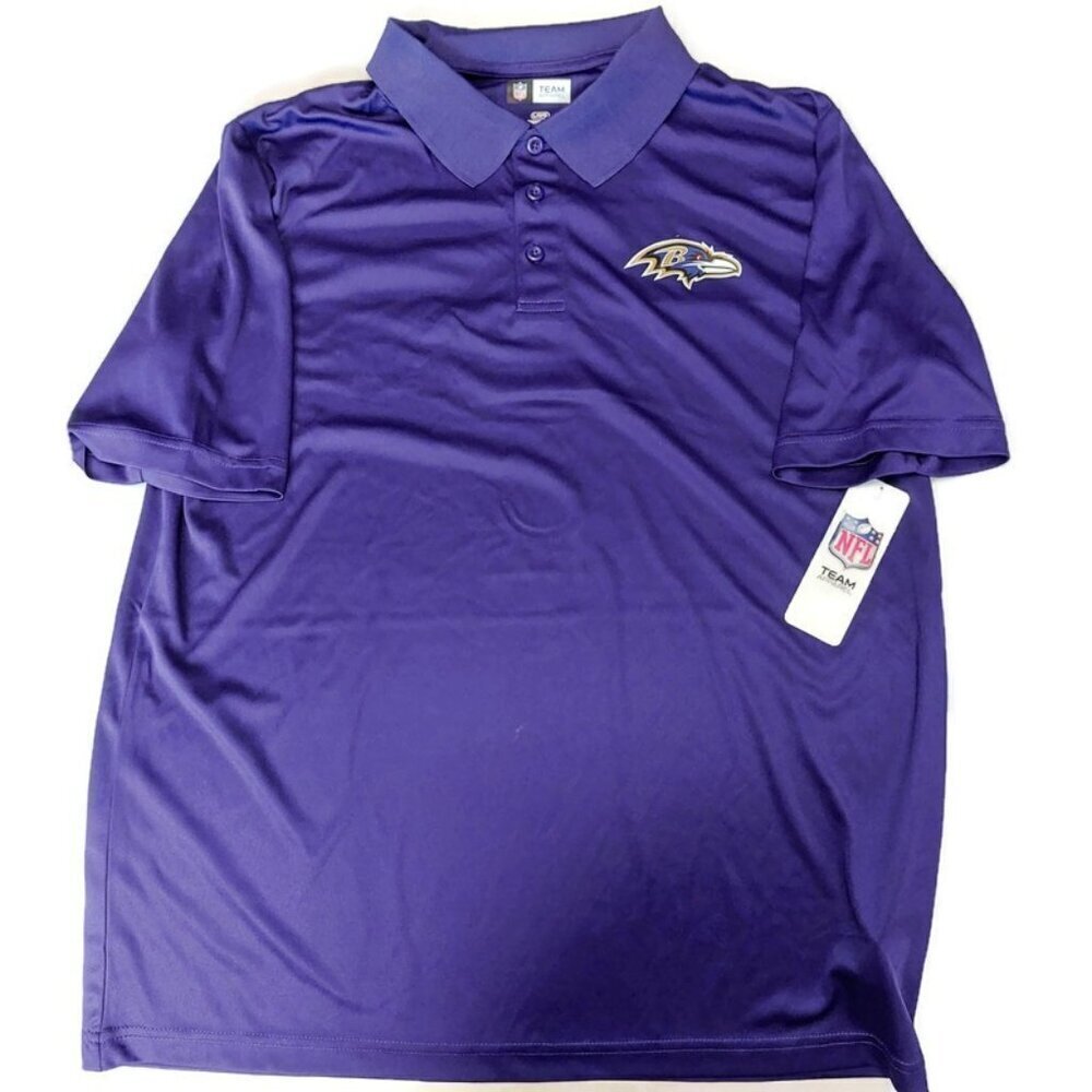 Baltimore Ravens Mens Size L Short Sleeve Golf Polo Shirt Purple Team Apparel